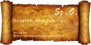 Szvatkó Orsolya névjegykártya